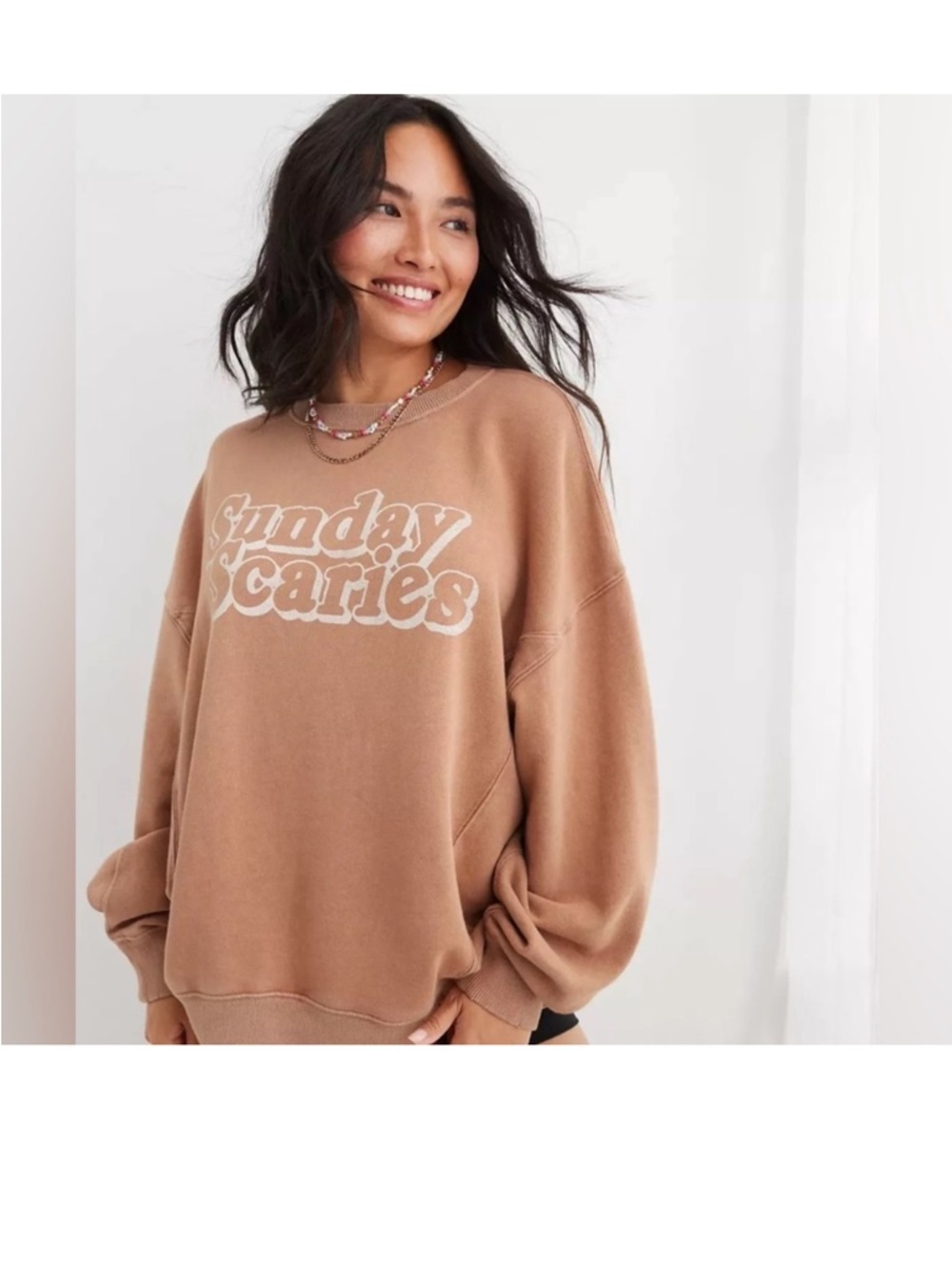 Aerie Sunday Scaries‎ Tank Brown Oversized Sweatshirt Size XS
